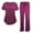 BURGUNDY, variant on Womens STRETCH SCRUB SET With V-NECK TOP
