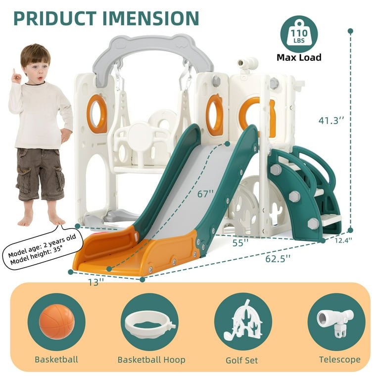 XJD, Kids Slide Swing Set, 8-in-1 Toddler Playset for Ages 1-3