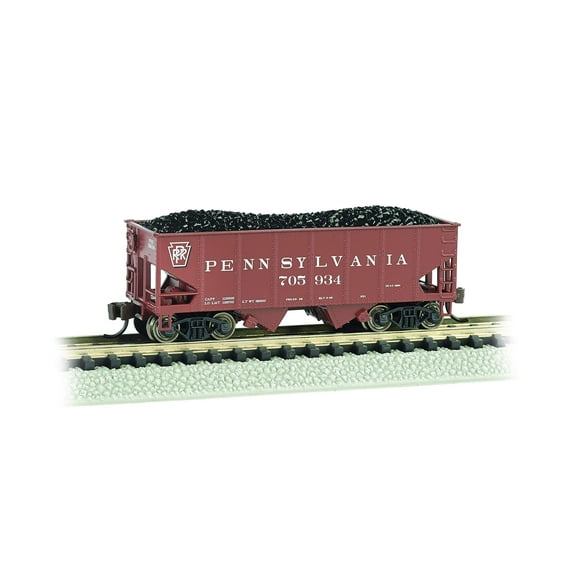 Bachmann 19558 N Scale USRA 55-Ton 2-Bay Open Hopper with Load - Ready to Run -- Pennsylvania Railroad #705934 (Tuscan)