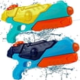 thumbnail image 1 of Paquete de 2 pistolas de agua para niños y adultos, 840 cc, pistola de agua Super Soaker, alcance de 30 pies, juguetes de piscina, juguetes acuáticos, piscina de verano, playa., 1 of 5