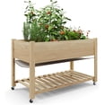 thumbnail image 2 of Historyli Jardinera elevada de madera de 122 x 61 x 81 cm de alto. Maceta con ruedas bloqueables y estante inferior de almacenamiento. Forro impermeable. Ideal para exteriores,interiores,hierbas, 2 of 6