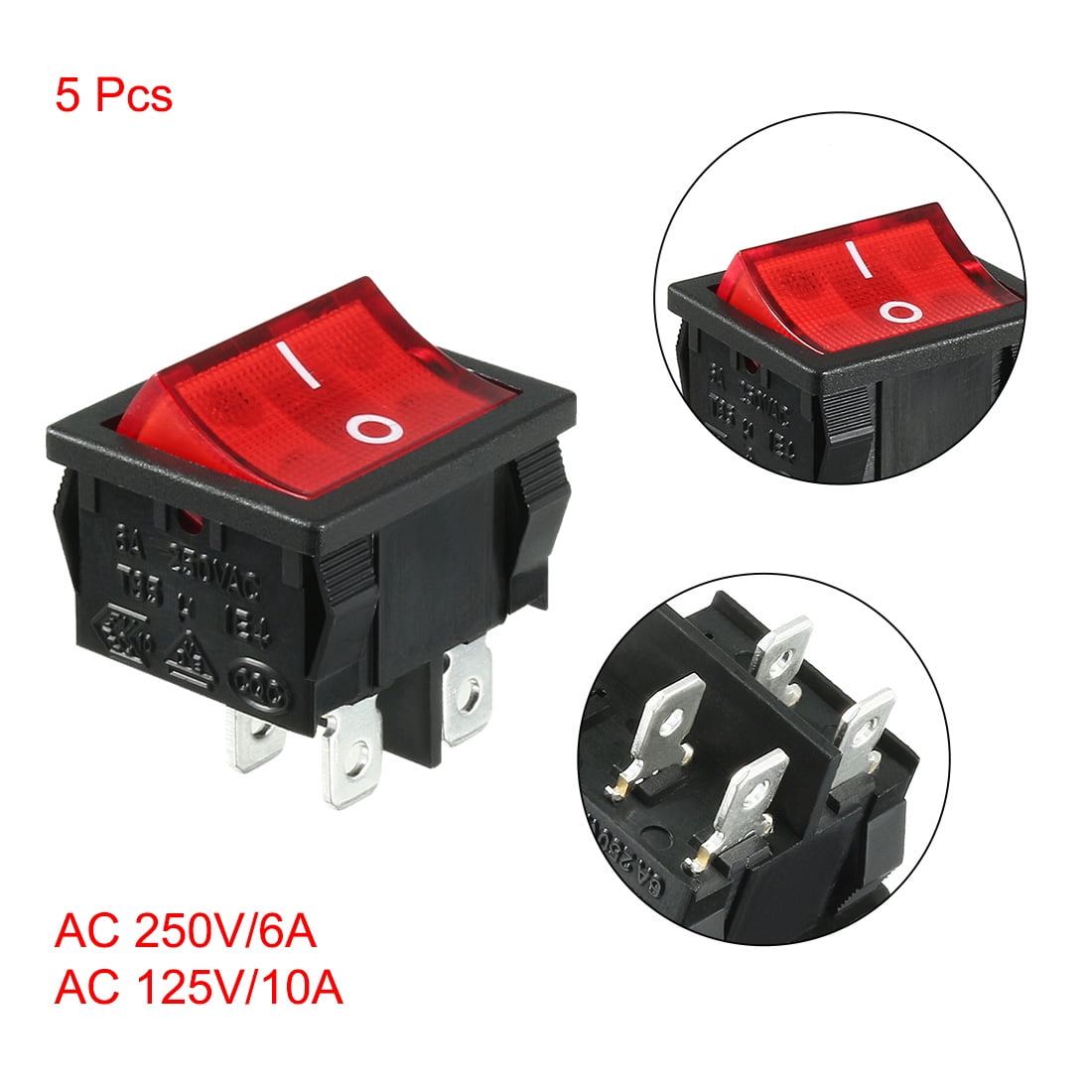 New Red AC250V/10A 125V/16A DPST 2 Position 4 Pin Waterproof Boat Rocker Switch 