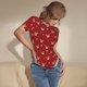 thumbnail image 3 of Balery Christmas Deer B Body de cuello redondo de manga corta para mujer Tops de manga corta Tops básicos-Large, 3 of 7