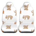 thumbnail image 1 of LAKIMCT White Cute Cartoon Sloth Car Seat Covers Vehicle Front Seat Covers Universal Fit Seat Protector, 1 of 9