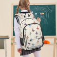 thumbnail image 7 of FORMRS Kids Backpack for School Unisex 17" Casual Bookbag Travel Daypack with Compartment Pockets, Beige Cartoon Planes Pattern, 7 of 7