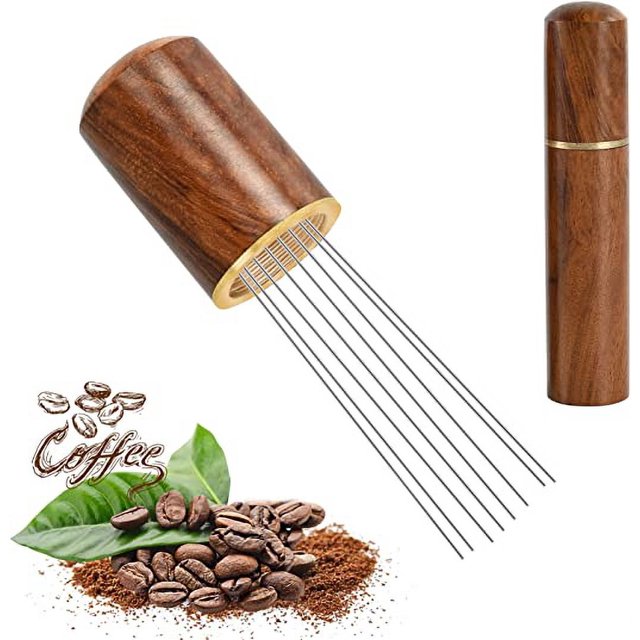 ER Herramienta WDT, Distribuidor de agujas de café, Herramienta dispensadora WDT, 8 agujas de 0,4 mm, Distribuidor de agujas de espresso, Agitador de café espresso Rojo Verde