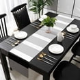 thumbnail image 3 of Black Stripe Table Runner 36 Inches Long, Modern Rustic Horizontal Black Striped Kitchen Coffee Dining Table Decoration for Home Party Birthday Wedding Home Decor 13x36 Inches, 3 of 8