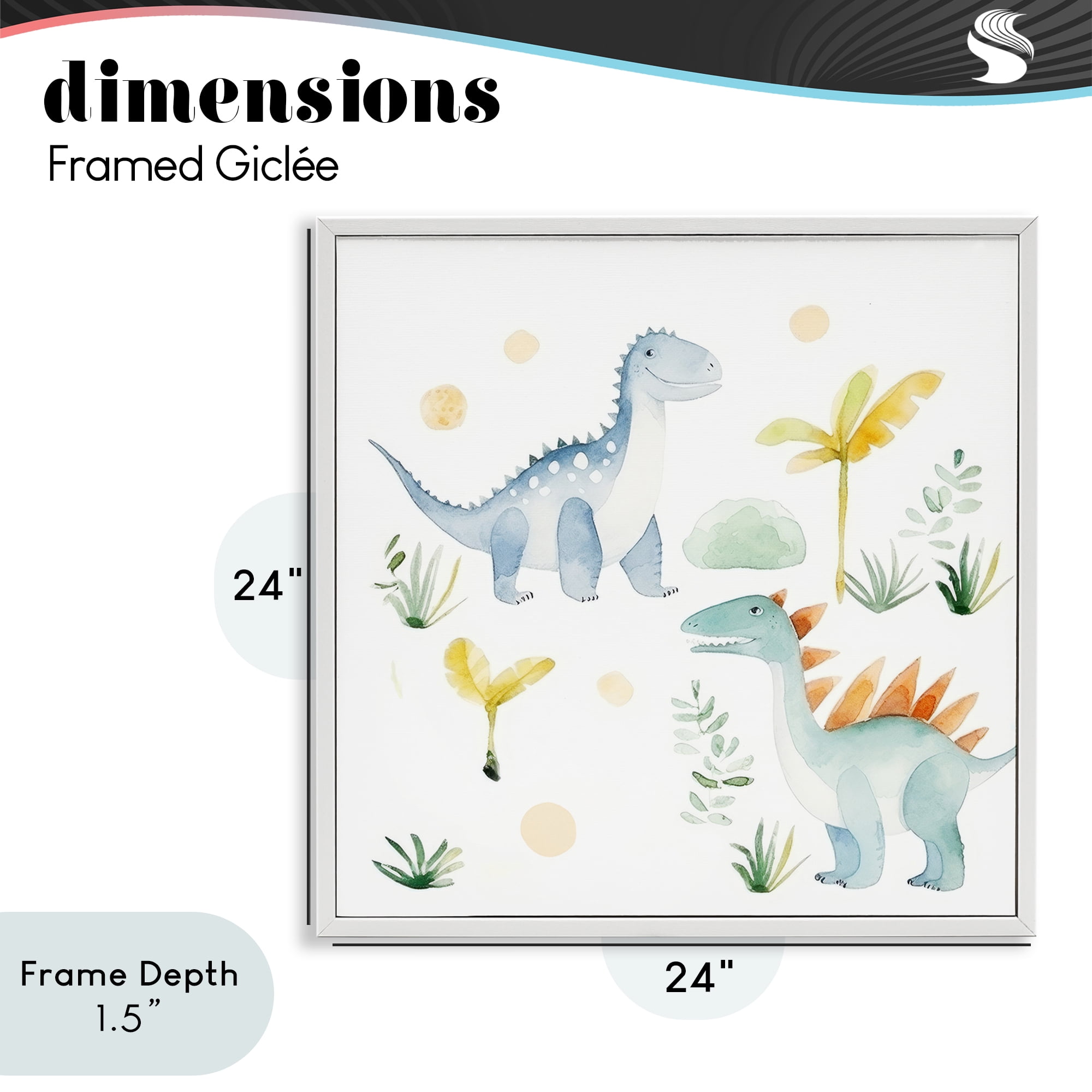 Stupell Industries Dino Wonderland Friends White Framed Giclee Art, design by Lazar Studio