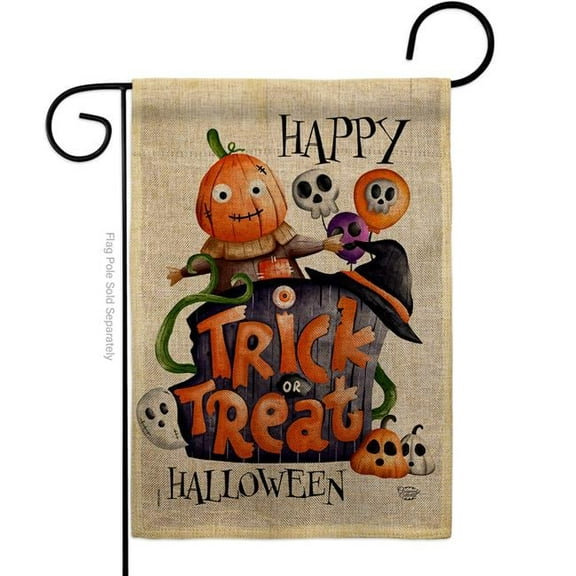 Ornament Collection G190172-DB Trick or Treat Day Falltime Halloween 13 x 18.5. in. Double-Sided Decorative Vertical House Garden Flag for Decoration Banner Yard Gift