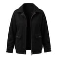 thumbnail image 4 of Enjoytime Lightweight Jacket Women Fall Winter Lapel Collar Zip Up Cropped Coat Casual Trendy Long Sleeve Outerwear, 4 of 7