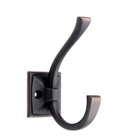 Coat and Hat Hook, Single, Bronze with Copper Highlights