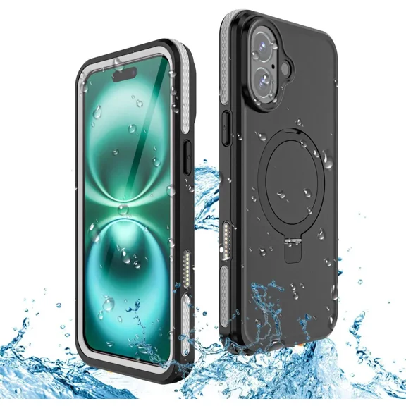 Magnetic Waterproof for iPhone 16 Plus Case with [Built-in Screen Protector][Invisible Stand][Fit for MagSafe][360º Full Body Sealed] Heavy Duty IP68 Underwater Case for iPhone 16 Plus 6.7"