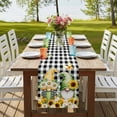 thumbnail image 4 of Table Runners 70 Inches Long Dress Scarves, Spring Gnomes Farmhouse Coffee/Dining/Kitchen Table Decor, Holiday Table Runner, Botanical Budding Sunflowers Buffalo Plaid 13x70 Inch, 4 of 9