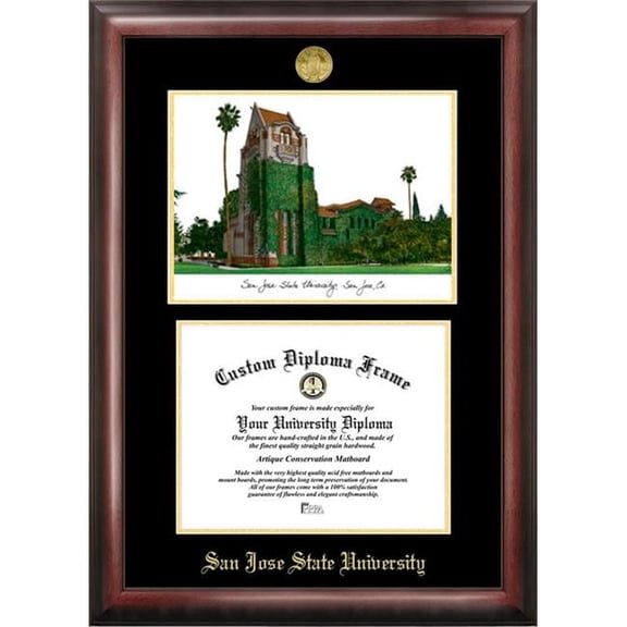 Campus Images CA929LGED San Jose State University Gold embossed diploma frame with Campus Images lithograph