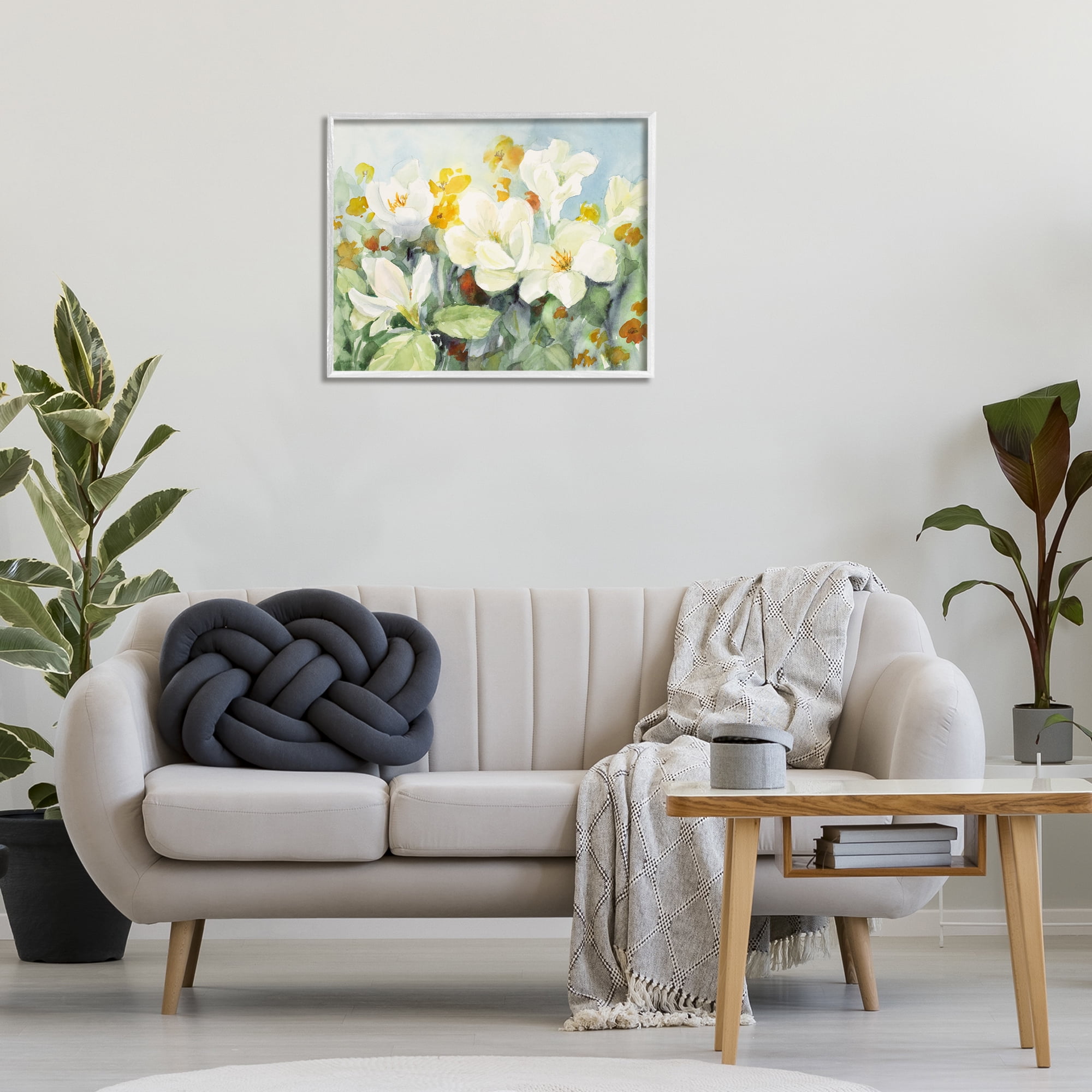 Stupell Industries Early Spring Meadow Botanical & Floral Painting White Framed Art Print Wall Art, 30 x 24