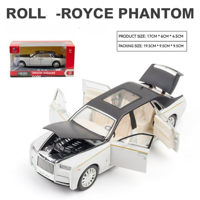 1:32 Rolls Royce Phantom Alloy Luxy Model Car Metal Diecast Vehicle Simulation Sound and Light Pull Back Car Model Kids Toys white box