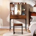 thumbnail image 4 of Gymax Vanity Set w/ Mirror Cabinet Modern Makeup Vanity Table w/ Stool 2 Drawers, 4 of 10