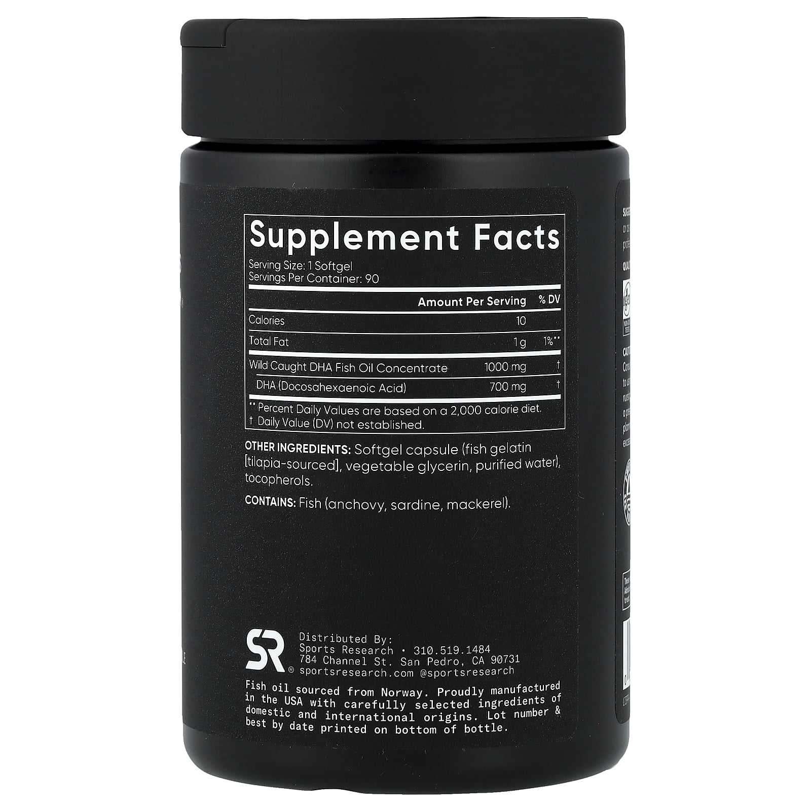 Sports Research DHA 700 Omega-3, Wild Caught, 90 Softgels