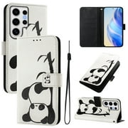 TECH CIRCLE for Samsung Galaxy S23 FE Case 6.4-Inch (2023 Release), Cute Cartoon Flip Wallet Case with Lanyard, Built-in Card Slots & Stand Function, Portable Lightweight Slim Folio Cover, Panda