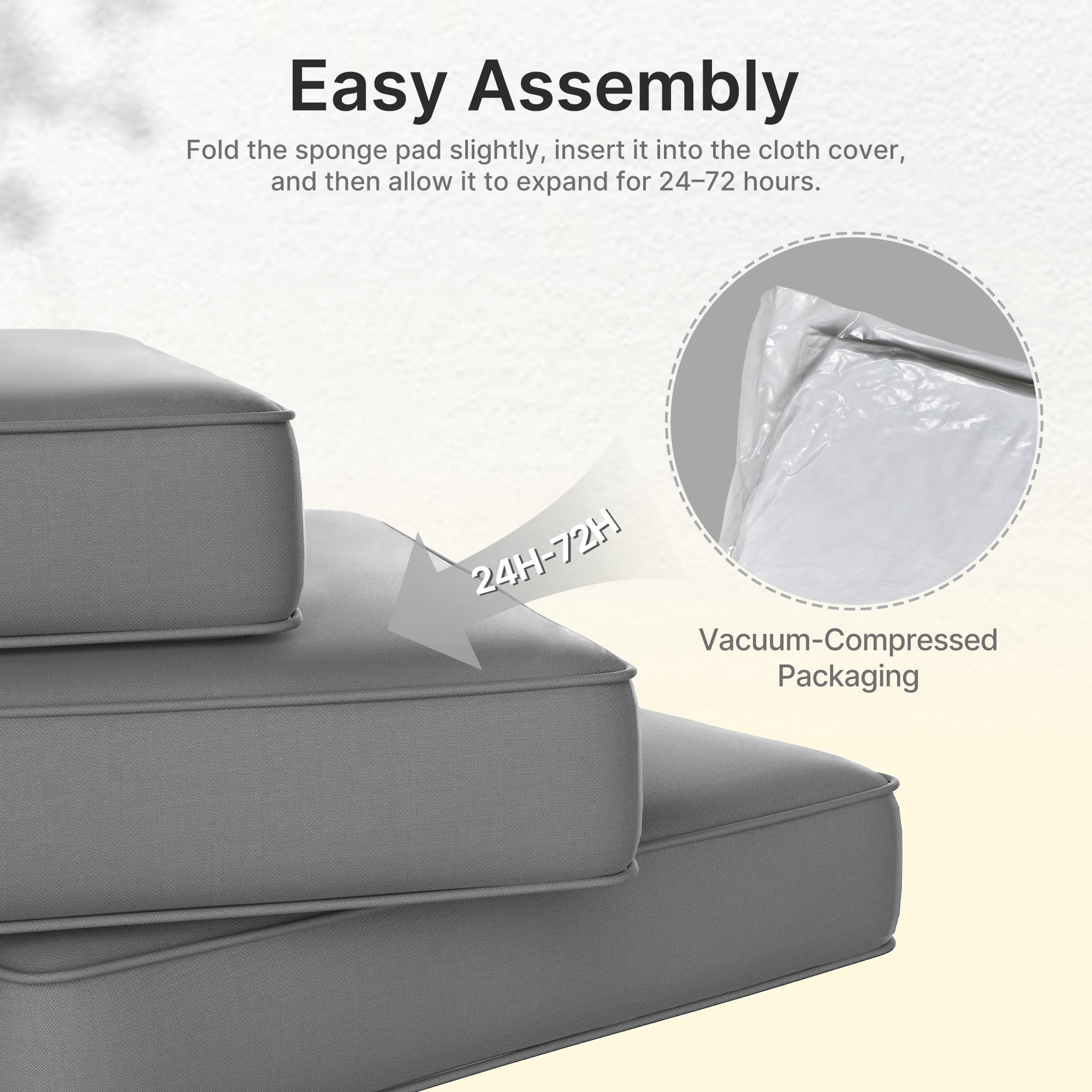 SUNCOZE 14-Piece Outdoor Patio Cushions Set for 6-Seat Sectional Sofa, 25.6" x 25.6" Replacement Couch Cushions, 4-Inch Thick Anti-Slip Garden Furniture Cushions, Grey