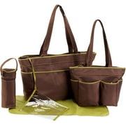 Carini Bambini - 5-Piece Diaper Bag Set, Brown and Green