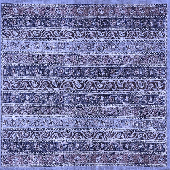 Ahgly Company Machine Washable Indoor Square Abstract Blue Modern Area Rugs, 8' Square