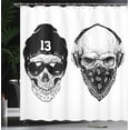 thumbnail image 3 of Ambesonne Black White Shower Curtain, Funny Skull Band, 69"Wx84"L, Black White, 3 of 4