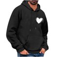 thumbnail image 2 of LEBONYARD Men's Heavy Cotton Long Sleeve T-Shirt,Mens Sweatshirts under $10,Men's Valentine's Day Printed Casual Hooded Long Sleeved Sweatshirt Black L, 2 of 5