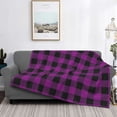 thumbnail image 2 of Uemuo Purple Black Plaid Printed Throw Blanket for Couch, Fluffy Fuzzy Blankets for Bed, Sofa, Cozy Flannel Faux Fur Blanket-50"x40", 2 of 6