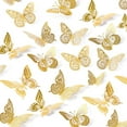 thumbnail image 3 of SAOROPEB Decoración de pared de mariposas 3D, 48 piezas, 4 estilos, 3 tamaños, decoraciones de mariposas doradas para decoraciones de cumpleaños de mariposas, decoraciones de fiestas de mariposas, dec, 3 of 4