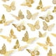 thumbnail image 1 of Xiao Hua Decoración de pared con mariposas, 48 piezas, 4 estilos, para cumpleaños, fiestas y tartas. Decoraciones doradas extraíbles (doradas, con estilos aleatorios)., 1 of 5