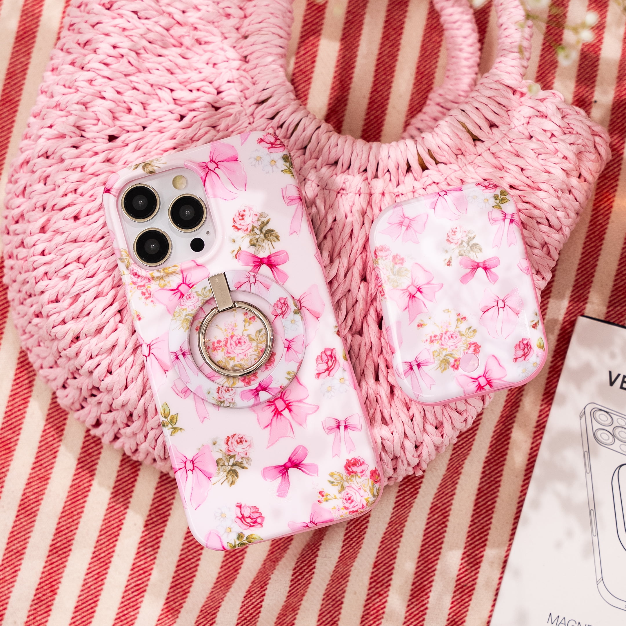 VELVET CAVIAR for Cute iPhone 15 Pro Case Compatible with MagSafe - Protective Phone Cases for Women - Posie Pink Bow Floral