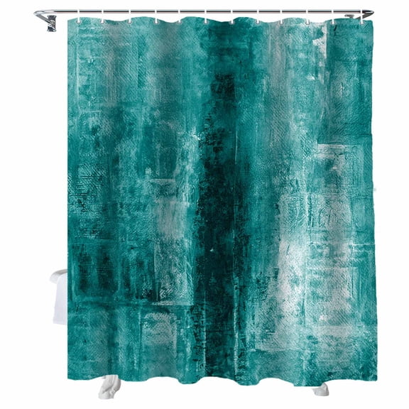 Shower Curtains Turquoise Paint Bath Curtain Abstract Art Graffiti Waterproof Bathroom Shower Curtain Set with Hooks Decoration 36 x 72 Inches