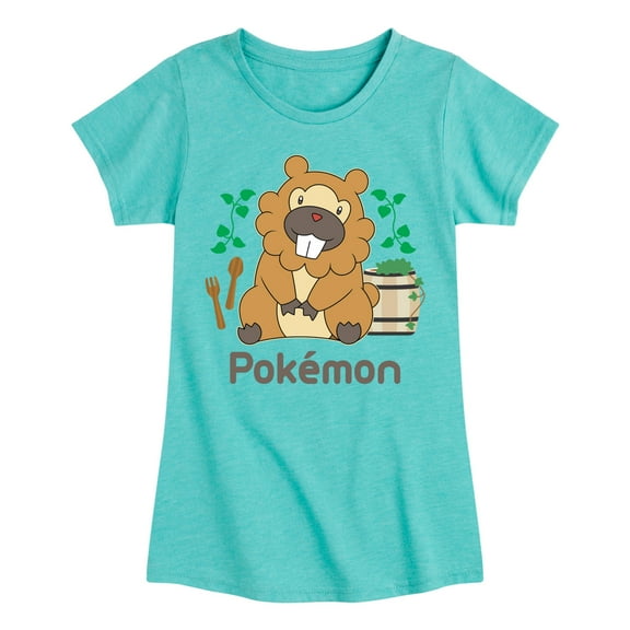 Pokémon - Bidoof Cafe - Girls Youth Fitted Short Sleeve T-Shirt