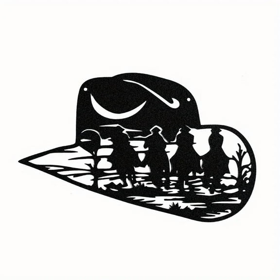 Cowboy Hat Wall Decor Metal Wall Hanging Perfect Decoration Farmhouse, Room, Home, Scene, Wall, Background Decor