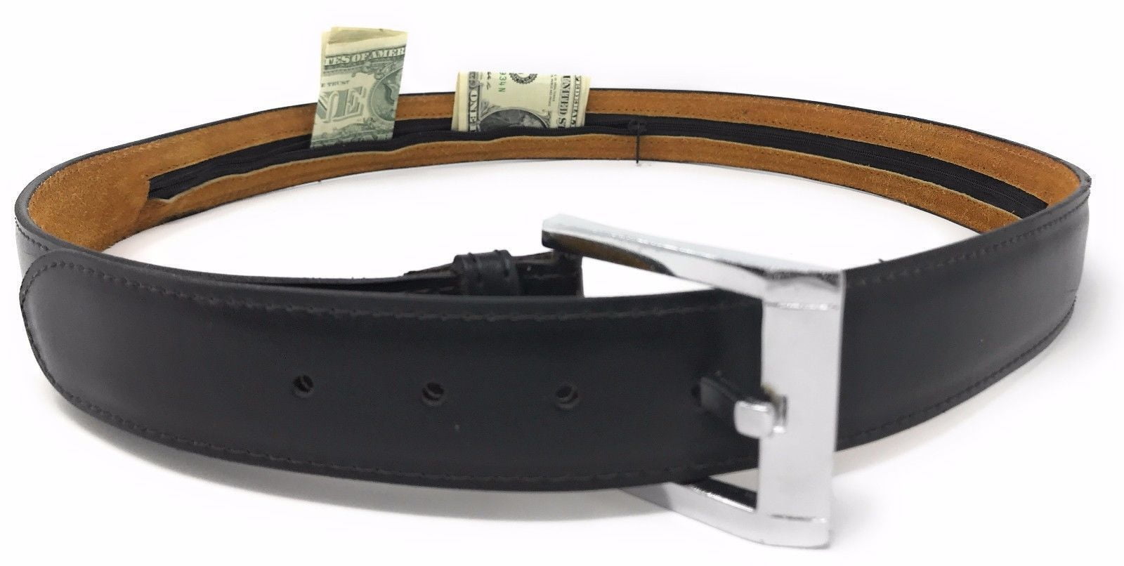 men's belt with hidden zipper