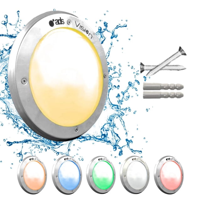 1 Lámpara LED Sumergible Para Alberca de nicho o sobreponer ADS PL 80W 27CM Cálido
