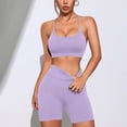 thumbnail image 4 of GILIGEGE Women's Sports Set Gym 2 Piece Yoga Bra Sports High Waist Seamless Shorts for Jogging Gymnastics Training Dance Workout Activewear Cute Stretchy Soft Summer Fall Athletic Workout Set Purple, 4 of 7