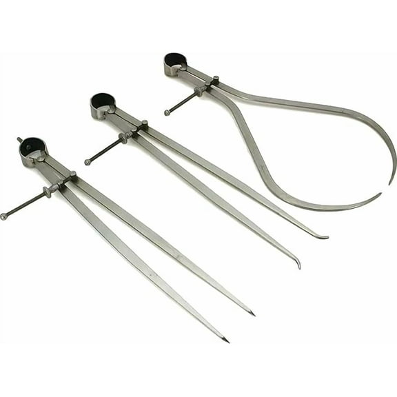 3 Pieces Spring Caliper Set - Inside, Outside & Divider 12" Inch - Measuring Tool, Workshop, Tool Room