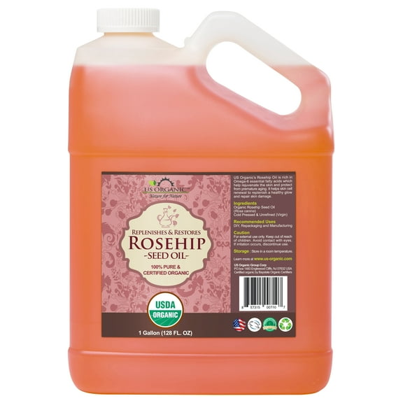 US Organic Rosehip Oil, 100% Pure Certified USDA Organic, 128 oz (1 Gallon)