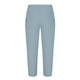 thumbnail image 5 of Pantalones largos para hombre, color liso, holgados, informales, con bolsillo, de lino, cintura elástica y cordón ajustable, de poliéster., 5 of 5