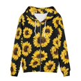 thumbnail image 5 of Renewold Black Zip Up Hoodies for Women Size 2XL Golden Sunflowers Print Jacket Premium Fabric Soft Wrinkle-Resistant Tops Casual Fall Sweatshirts with Pocket, 5 of 5