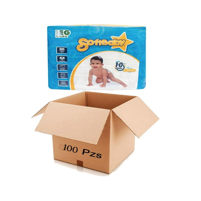 Pañales Para Bebé con 100 Pzs Caja SOFT BABY JUMBO