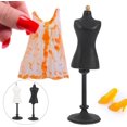 thumbnail image 2 of Vêtements de Poupée Robe Mannequin Forme Robe de Poupée Support Jupe Présentoir Accessoires Femme Mannequin Torse Noir, Blanc 2 Pcs, 2 of 5