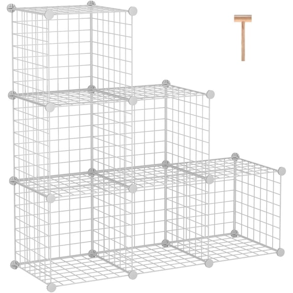 8-Cube Wire Storage Organizer | 24.8"L x12.4"W x48.4"H Modular DIY Metal Grid Shelving for Living Room Office Closet