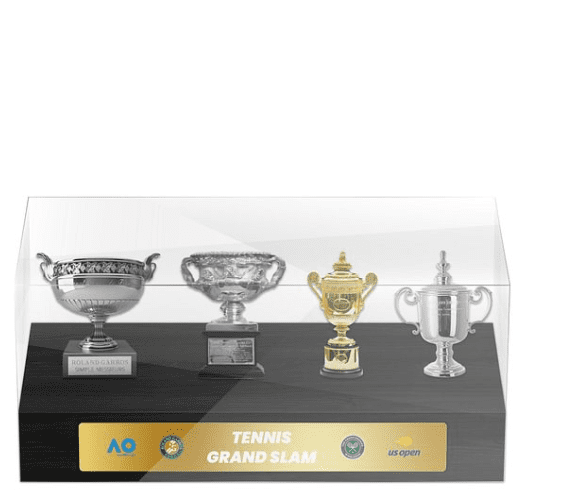 Tennis Trophy Box Men Grand Slam Set Metal Trophy 8 cm Trophy with Display Case, Christmas Halloween Gifts