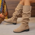 thumbnail image 6 of hzomhy Womens Knee High Boots Round Toe Slouch Shaft Pull On Design Low Block Heel for Casual Daily Outfits, 6 of 9