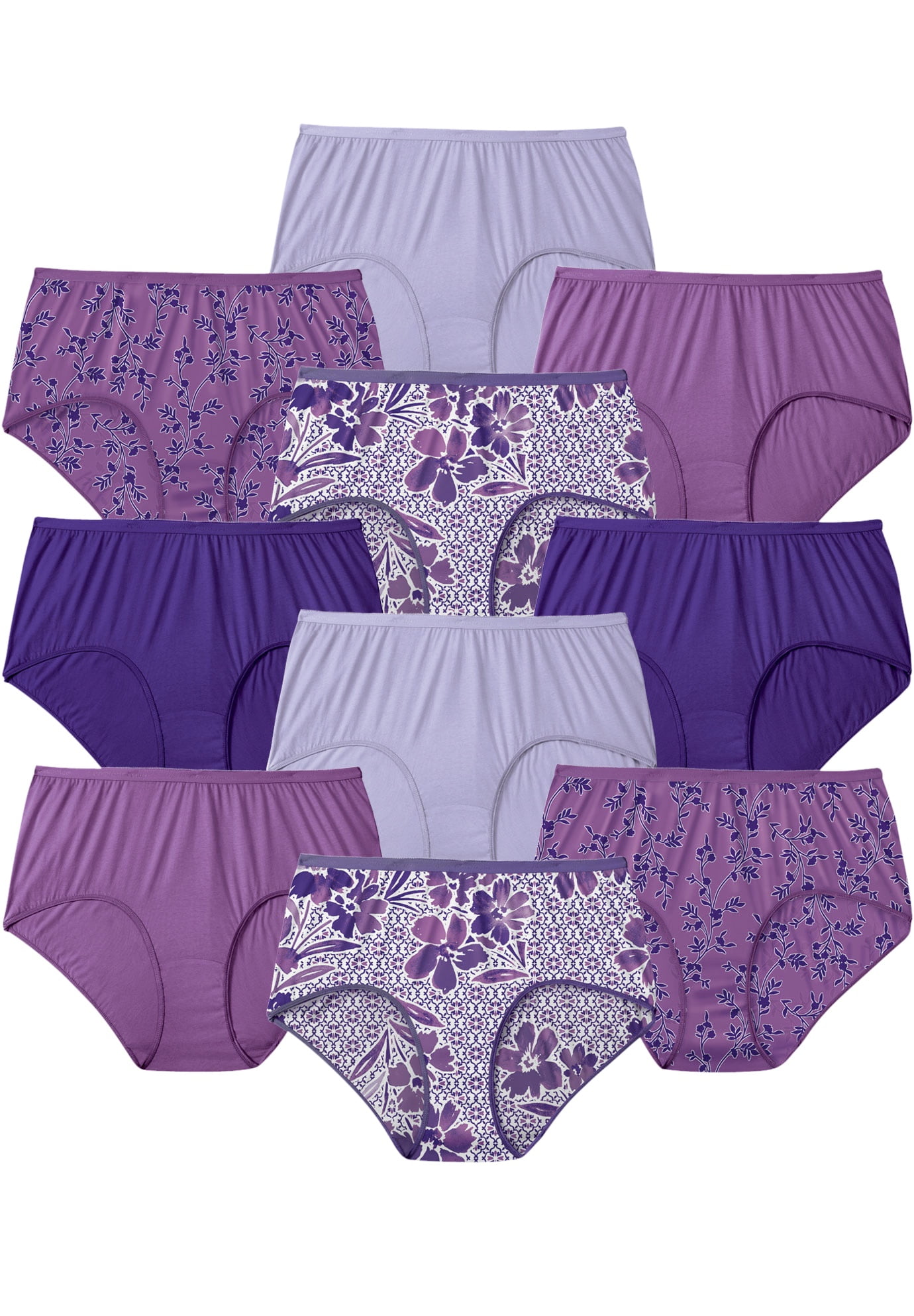 Comfort Choice Women's Plus Size Cotton Brief 10-Pack Underwear ...