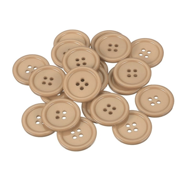 Uxcell 22 Pcs Beige Resin Button, 1 1/8 Inch(30mm) Round 4 Holes Sewing Buttons, Big Size Flatback Button for DIY Craft Making Clothes Sewing Handmade Ornament