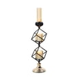 thumbnail image 3 of Efavormart 20" Metallic Gold & Black Geometric Candle Holders Two Tiers Stacked Design Votives Wholesale Holders with Amber Glass, 3 of 11